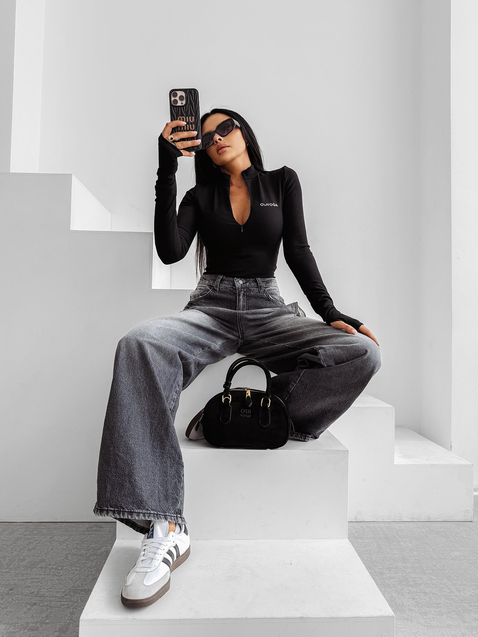 ESSENTIAL RIB black stretch bodysuit