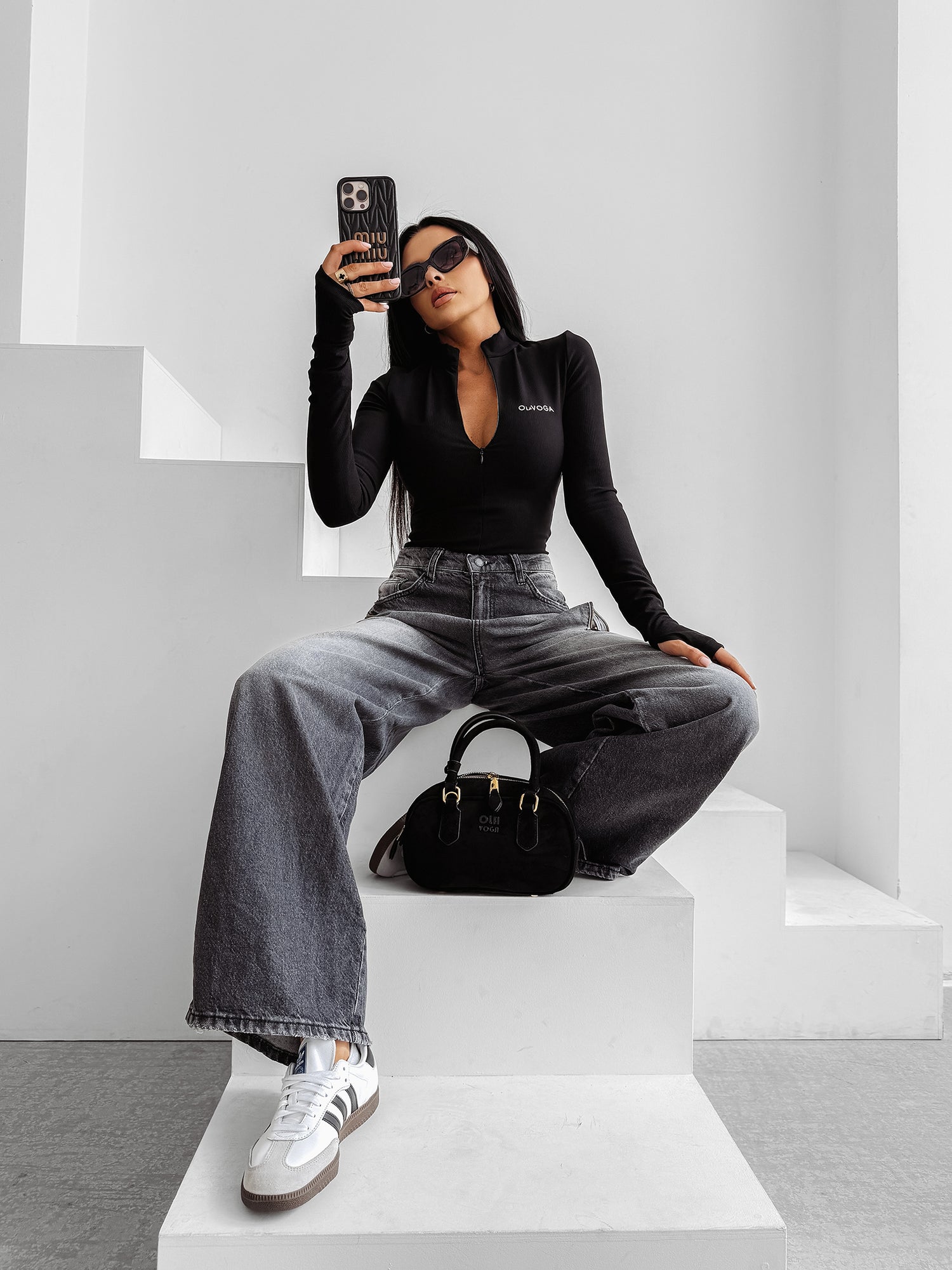 ESSENTIAL RIB black stretch bodysuit